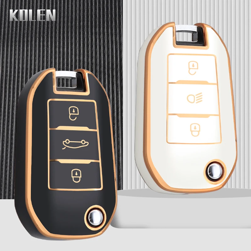 New TPU Car Flip Key Case Cover Shell For Peugeot 208 308 408 508 2008 3008 4008 5008 For Citroen C3 C4 CACTUS C6 C8 Accessories