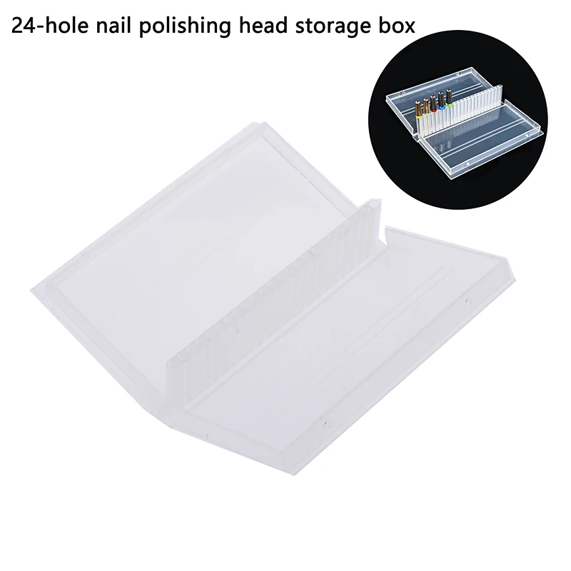20/24 löcher Kunststoff Nagel Bohrer Lagerung Box Leere Ständer Halter Für Fräser Display Container Fall Maniküre Werkzeuge
