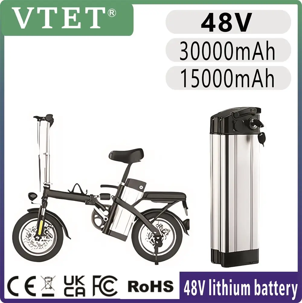 

Оригинальный складной городской велосипед 36/48V15/30Ah, аккумулятор Silver Fish Ebike, подходит для мощных велосипедов мощностью 350–1000 Вт