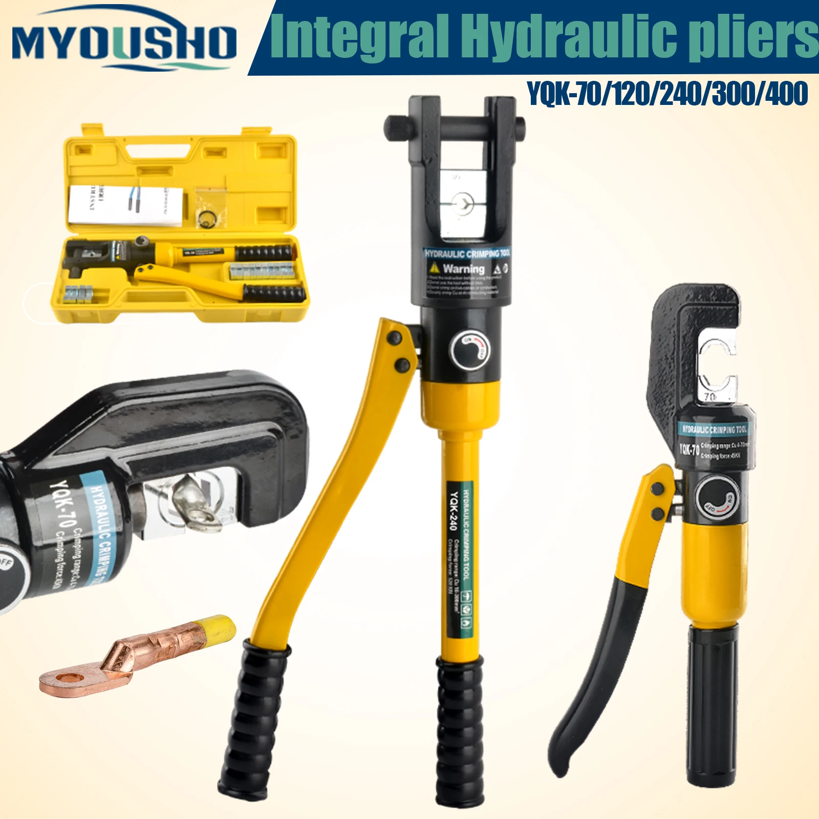 

Myousho Hydraulic Crimping Tool Cable Lug Crimper Plier Hydraulic Compression Tool YQK-70~300 Pressure 4-300mm Pressure Cabl