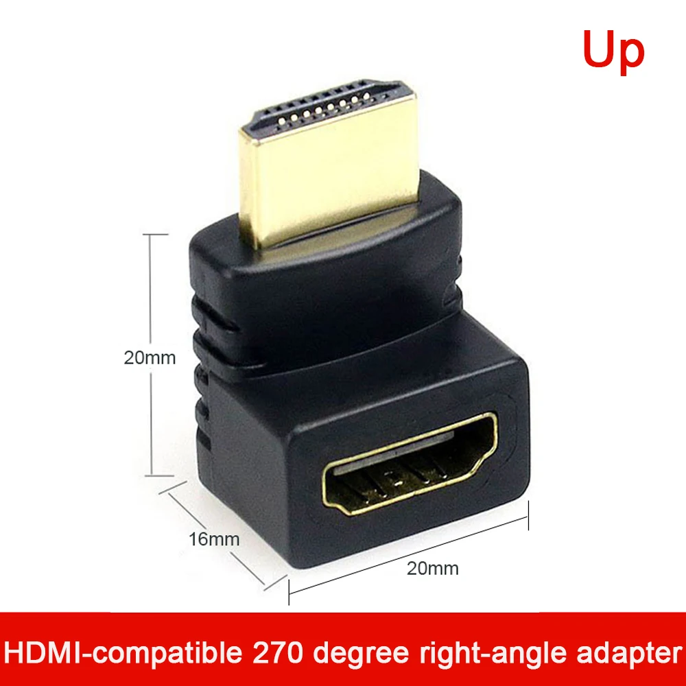 Kompatybilny z HDMI Adapter 90 270 stopni w górę w dół konwerter męski na żeński do przedłużacza laptopa HDTV PS4 Projetor