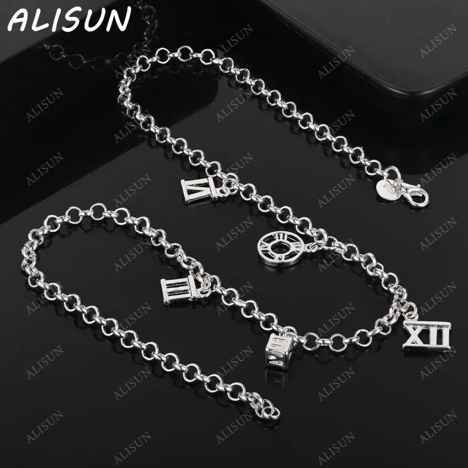 

ALISUN 925 Sterling Silver 48cm Roman Numeral Necklace For Women Creativity Gifts Street All-match Party And Daily Wear