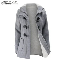 Moda outono inverno hoodies feminino casaco grosso moletom roupas femininas casual com capuz botão de zíper moletom streetwear outerwear