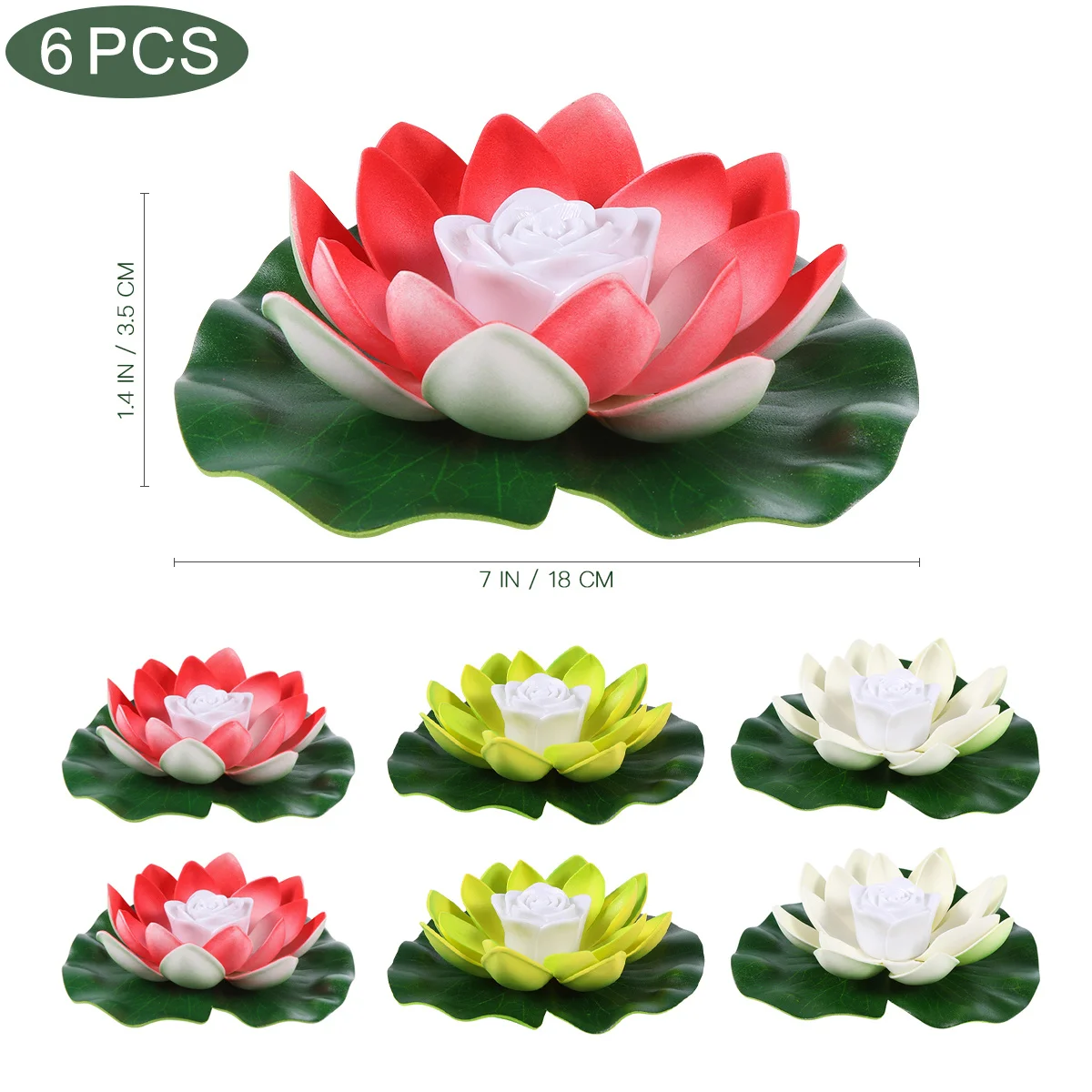 

6Pcs Water Lotus Light Romantic Flower Lantern Pool Lights with White Garden Decoration Buddha Light