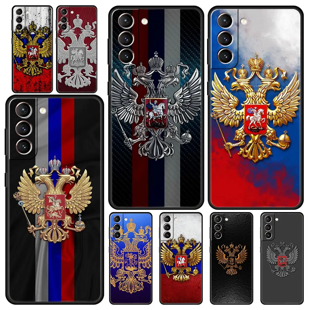 Russia Russian Flags Emblem Phone Case For Samsung Galaxy S23 Ultra S22 S21 S20 FE 5G S10 S10E S9 S8 Plus Note 20 Soft Cover