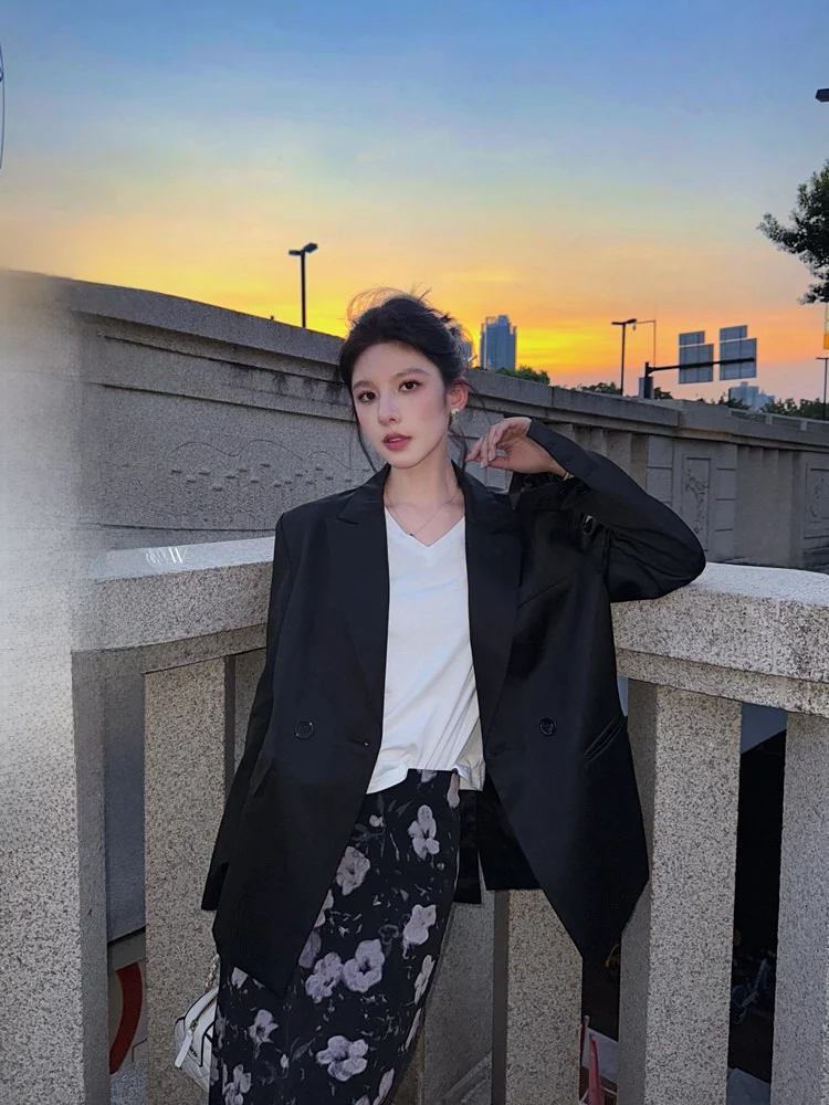 

Casual Sle Ladies' White Suit Jaet Thin Profional Formal Qiangwen Leisure Lenzing Fiber ort Length Single Button