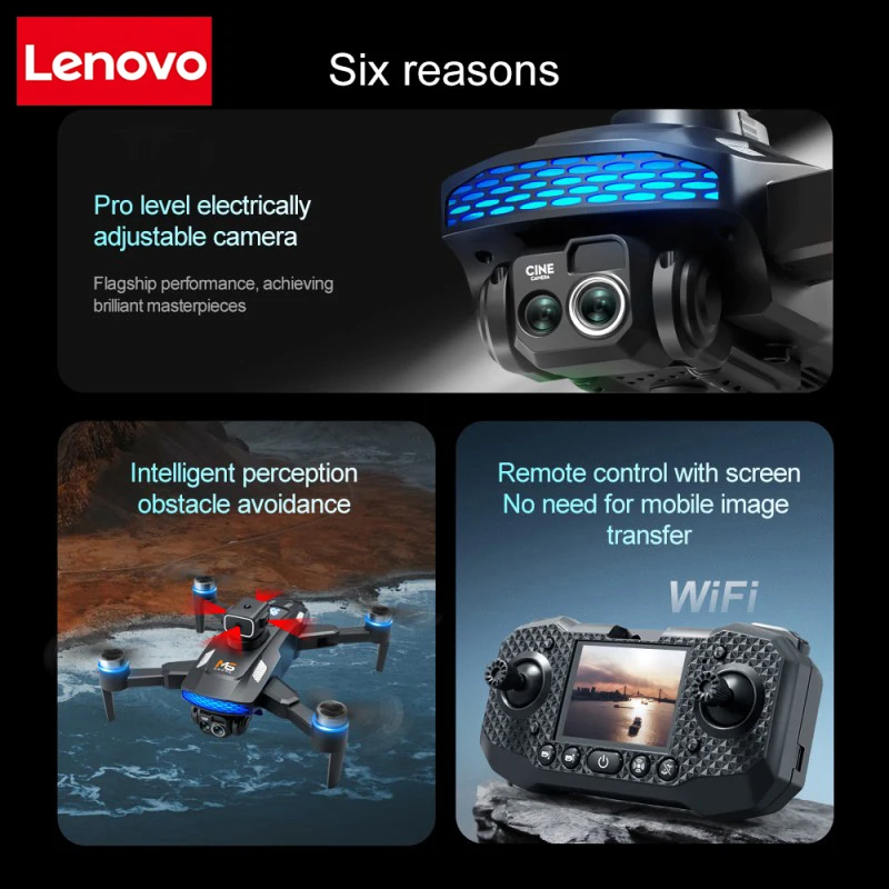 Lenovo M6 Drone Professional 8K HD กล้องคู่ 5G WIFI หลีกเลี่ยงอุปสรรคอัจฉริยะหน้าจอ GPS Brushless RC Drone