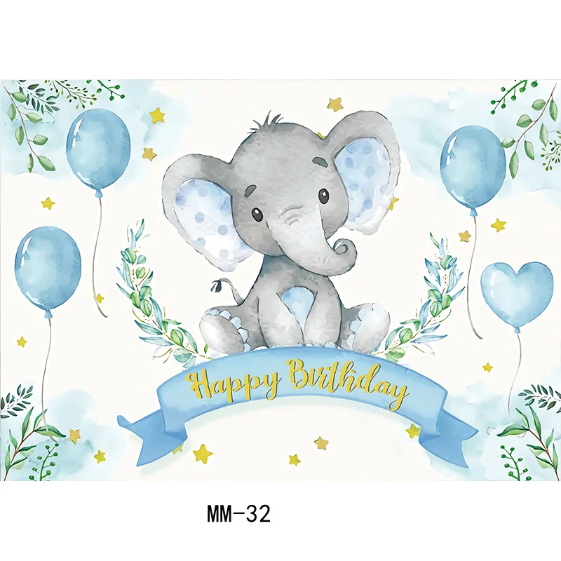 Happy Birthday Party Wild One Photography Backdrops Props Newborn Baby Animals Elephant Safari Photo Studio Background WP-34