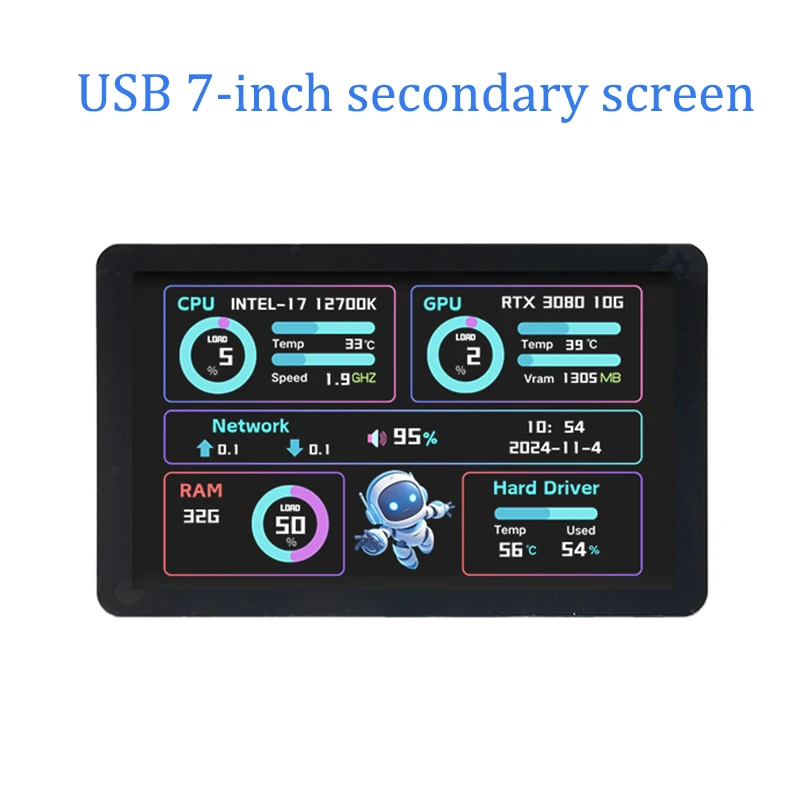 7-inch IPS Secondary touch screen USB computer sub screen supports Raspberry Pi, Windows, Android and other system 7 inch panel