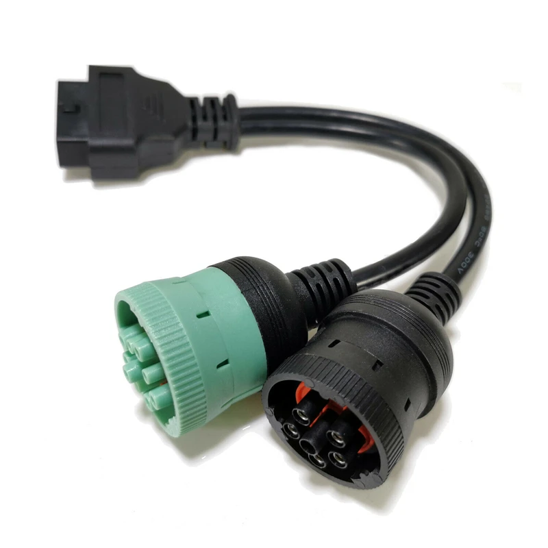 1Pcs 6 Pin J1708 or 9 Pin J1939 to 16 Pin OBD2 OBDII Adapter Cable Heavy Duty Truck Car Accessories