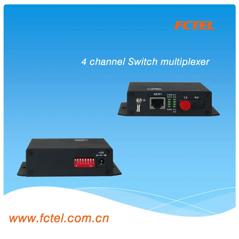 Low cost Telecom mux 4 channel dry contact converter over optical fibre dry contact signals to fiber