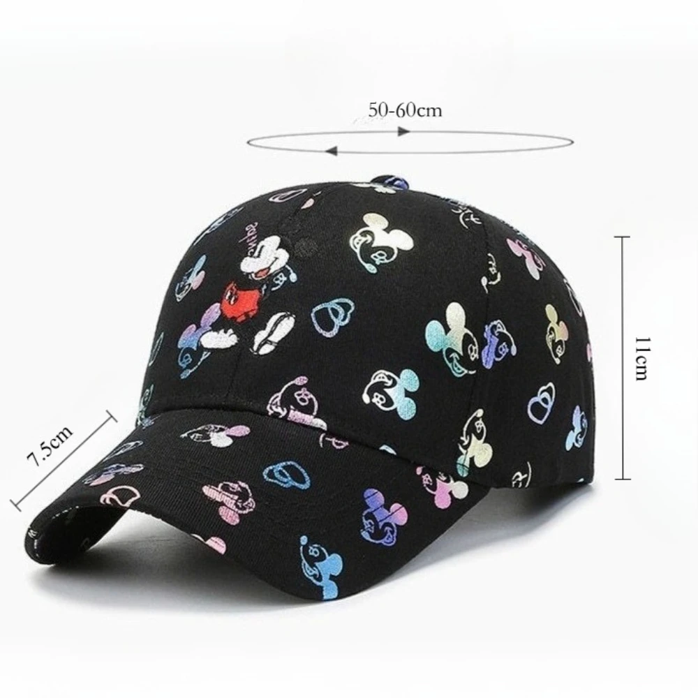 ديزني ميكي ماوس قبعة بيسبول النساء الرجال الكرتون طباعة قبعة الشمس موضة عادية قابل للتعديل في الهواء الطلق الصيف قبعة هدايا الأطفال