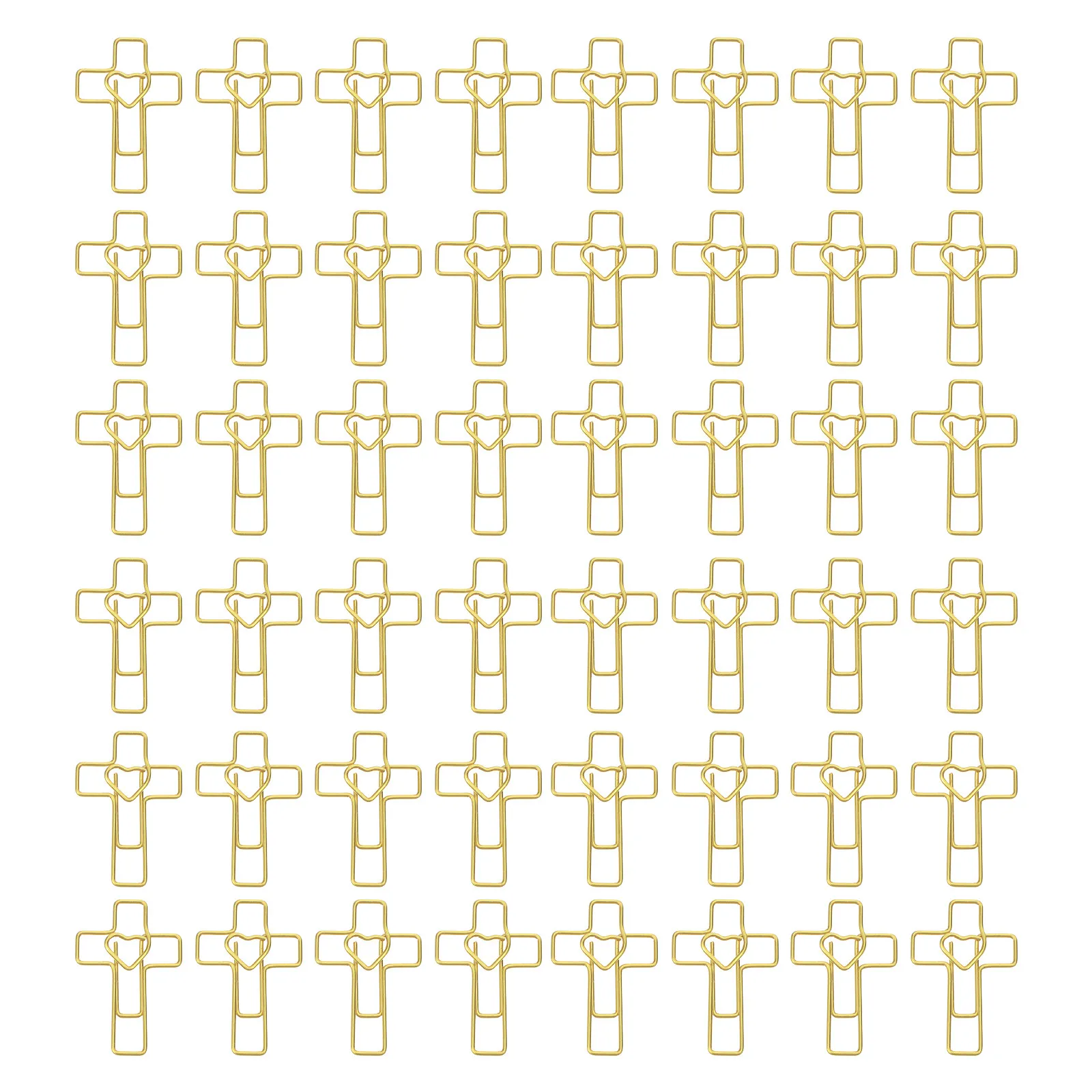 

100Pcs Heart Cross Paper Clips Metal Decorative Bible Study Supplies Cross Shaped Bookmarks Christian Gift Office File Clips