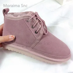 Couples Casual Cotton Shoes Women Suede Wool Warm Snow Boots Winter Plush Thicken Lace Up Lazy Shoes Man Multicolor Ankle Boots