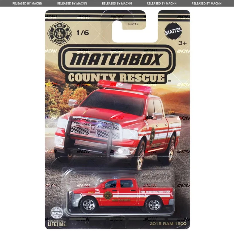 Original Mattel Matchbox Car Country Rescue Kid Toys for Boys 1/64 Diecast GMC Stepside Chevy Caprice Freightliner Buick Century