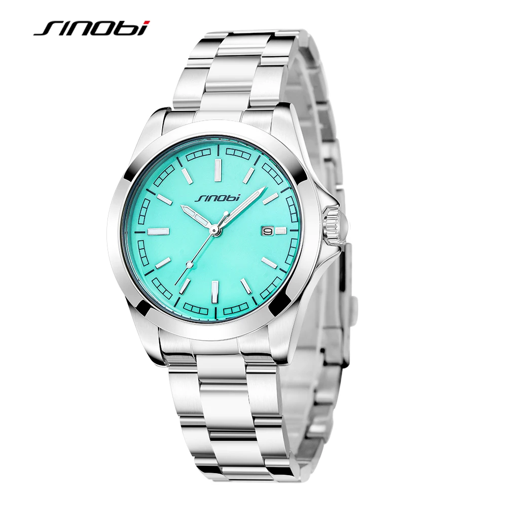 SINOBI High Quality Men\'s Quartz Watches Original Design Man\'s Casual Wristwatches Calendar Stainless Steel Male Clock Best Gift