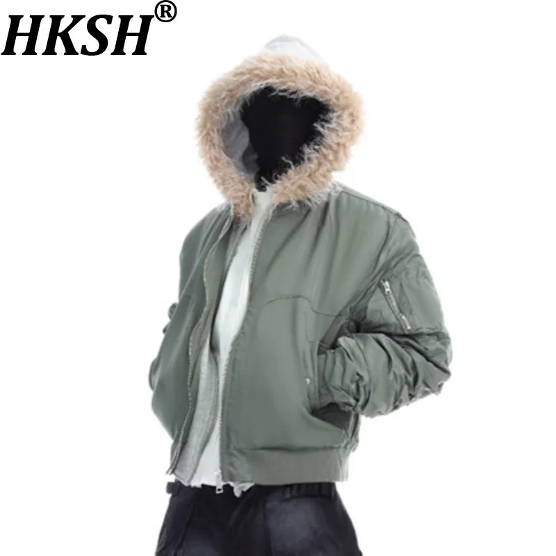 

HKSH Осенняя новая мужская парка с меховым воротником Tide Dark Ins в стиле пэчворк, толстая теплая куртка с капюшоном на молнии, стеганые пальто с горным орлом HK18205