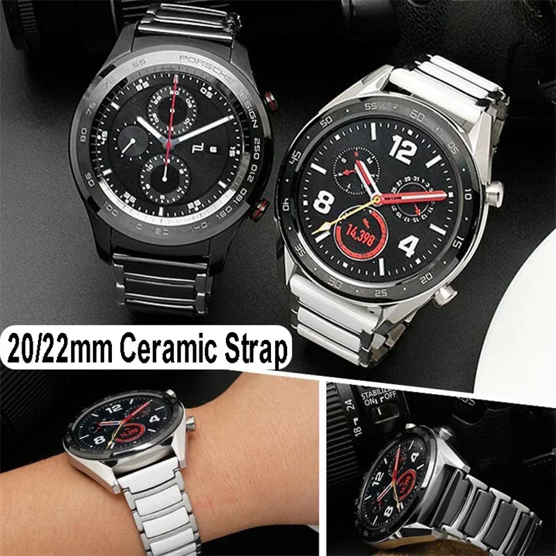20 مللي متر 22 مللي متر حزام السيراميك لساعة هواوي GT2 3 4 5 42 مللي متر/46 مللي متر حزام الساعات جالاكسي ساعة 7 6 5 4 Amazfit GTR 42 مللي متر/47 مللي متر GTS 2 3 4Mini