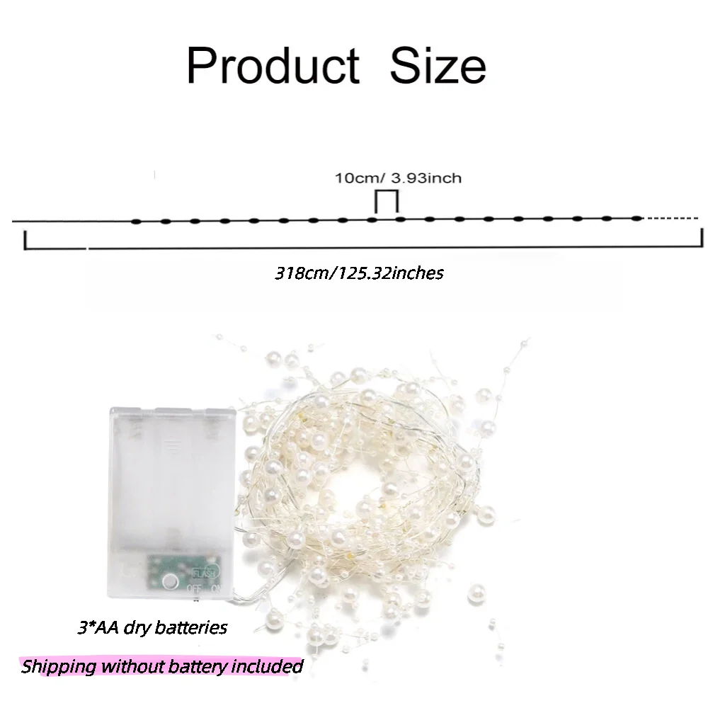 Pearl Beads String Lights, 30/50 LED Pearl Garland Lights Handmade Weave Fairy String Lights Battery Operated String Light