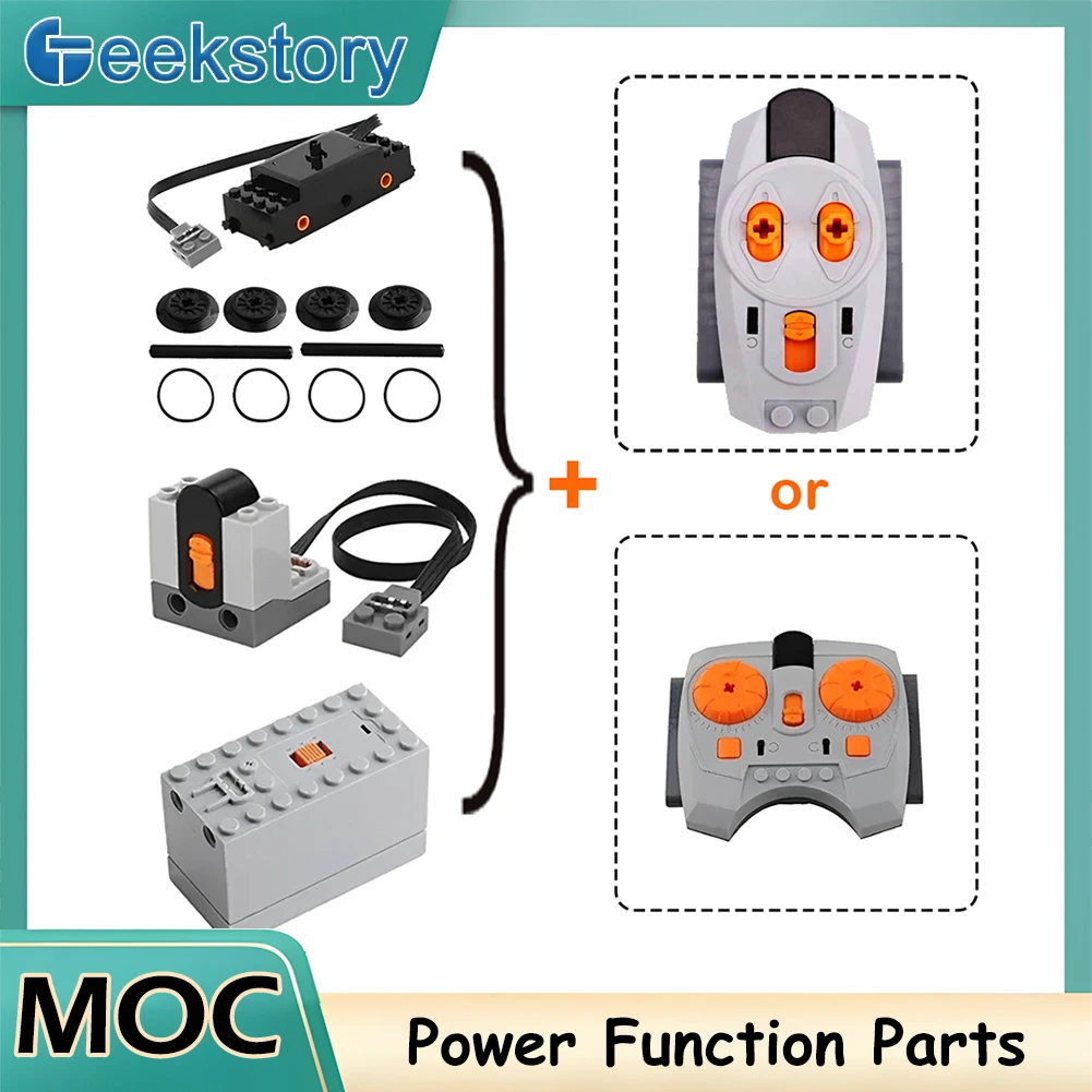 Train Track Building Blocks For MOC Power Functions Parts AAA Battery Box Infrared Speed Remote Control Receiver for Legoeds