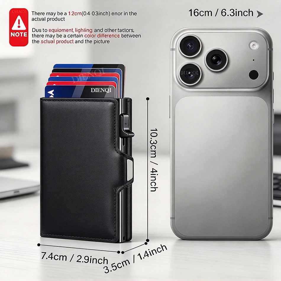 Men RFID Blocking Wallet Automatic Eject Credit Card Holder Slim Minimalist Wallet Card Case for Business Travel Daily Wallet