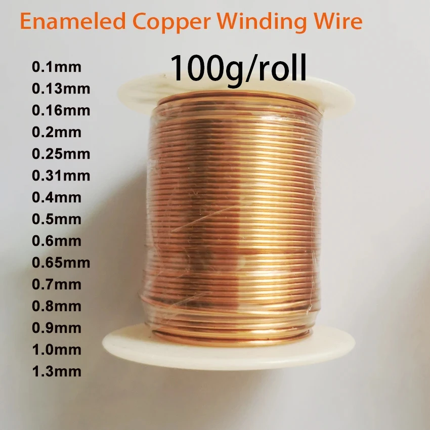 

100g/roll QA-1-155-2UEW 0.4mm 0.5mm 0.8mm 1.0mm 2UEW copper wire Magnet Wire Enameled Copper Winding wire Coil Copper Wire Wind