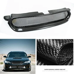 Racing Grills For Subaru Legacy 2005 2006 2007 Front Grille Real Carbon Fiber Upper Bumper Intake Hood Mesh Cover Grid Body Kit