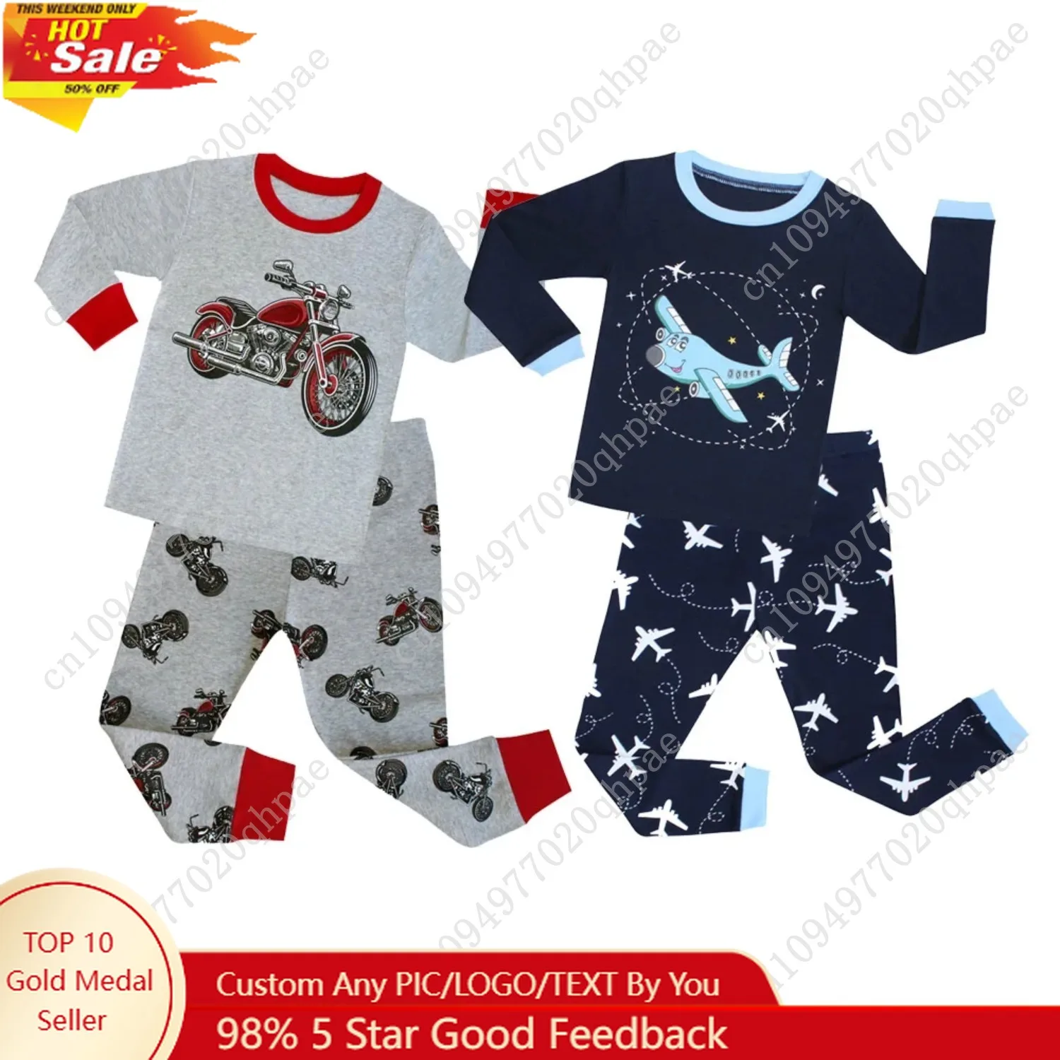 Pigiama da cartone animato per ragazzi Primavera Autunno Manica lunga Pijama Bambini Aereo Moto Pigiama Cotone Baby Homewear Abbigliamento intimo