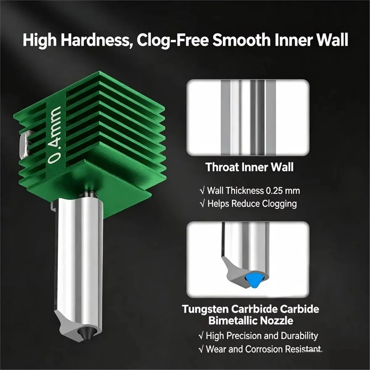 Integrated Steel Nozzle HotEnd for A2L/A1/A1 High Hardness Hotend 3D Printer Parts 0.4mm