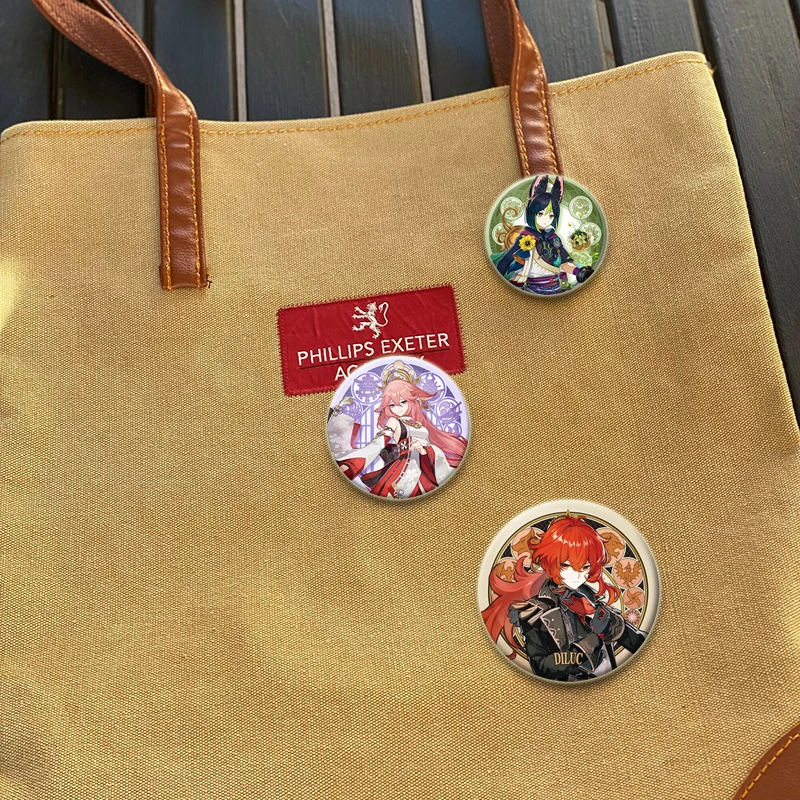 Hot Anime Geshin Impact Pins Tinplate Badge DIY Custom Cartoon Brooch Pin for Fans Collection Gifts Decorative Clothes Backpack