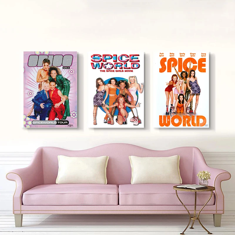 Spice Girls Music Poster and Print 90\'s Fun Pop Girl Power Sporty Feminist Fashion Wall Art Picture for Girl Room Home Decor