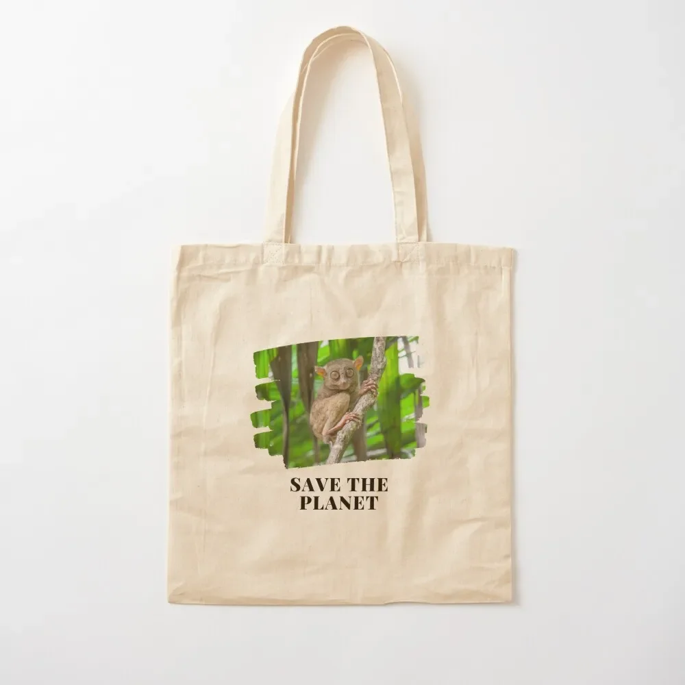 

Hello From the Tarsier. Save the Planet! Tote Bag sac pour femme shopping bag bags luxury women Lady bags Tote Bag