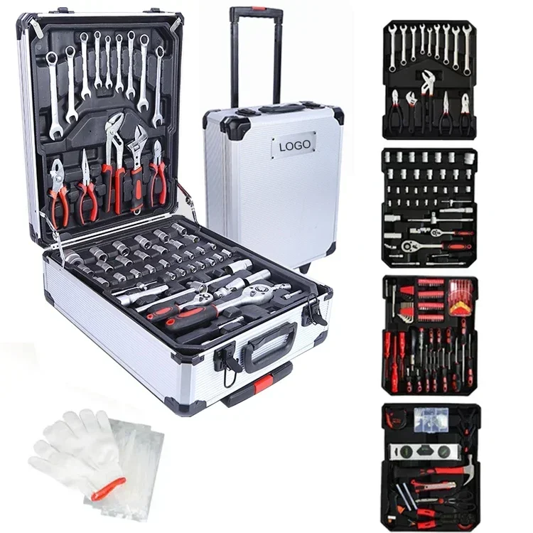 

499 pcs Professional Aluminum Trolley Household Hand Hardware Tools Socket Set Mechanic Car Repair Tool Kit