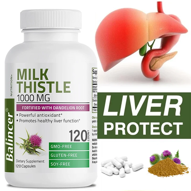 Milk Thistle Dandelion Root Supplement - Liver Health Support, Antioxidant Support, Detoxification, 120 Capsules