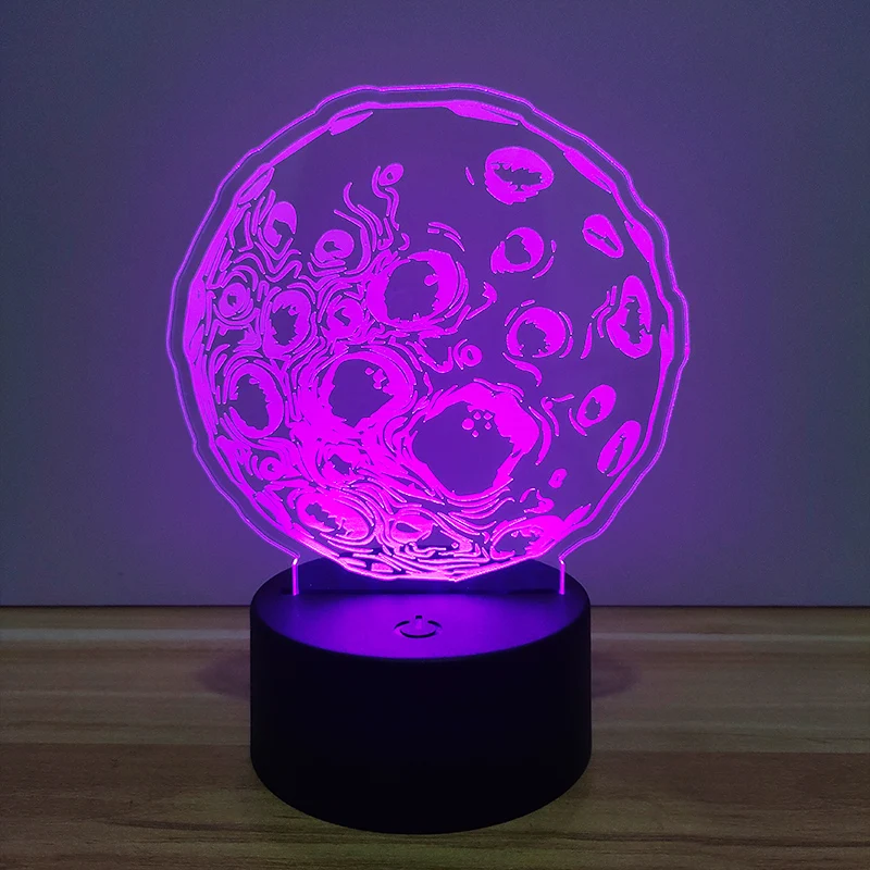 Lámpara de mesa de baja potencia con USB para decoración doméstica, luz nocturna LED acrílica, regalo personalizado, Luna 3d