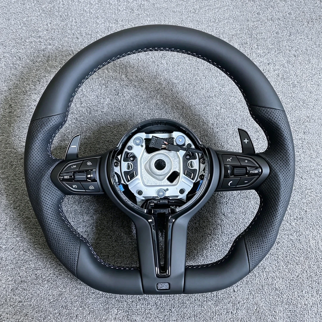 For BMW E70 E71 E84 E90 E92 E93 E87 E82 F20 F30 F87 M3 M5 F10 F45 F15 F48 Black Chrome M Sport Style Wheel Leather Steering