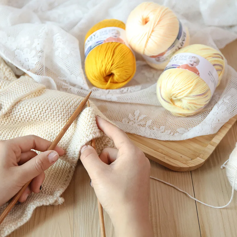 50g/ball Baby Skin Friendly Wool 6 Strand Soft Coarse Cotton Yarn Children Hand Woven Knitting Yarn Doll Sweater Material Bag