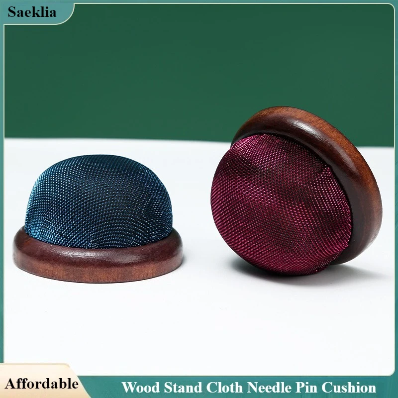 

1pcs Wood Stand Cloth Needle Pin Cushion Bright Mesh Fabric Base Stitch Needlework for DIY Handmade Sewing Tool Accessories