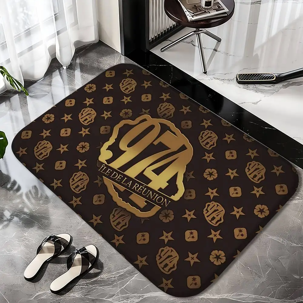 

974 Reunion Island Logo Front Floor Mat Printed Large Carpets Room And Bedroom Carpets Bathroom Anti Slip Door MATS Small Carpe