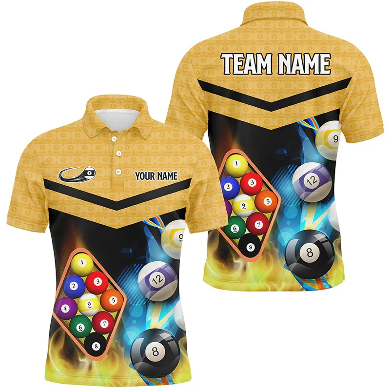 Custom Name Billiard Polo Shirt Men Personalized Billiards Shirt Players League Short Sleeve Summer Sports Team Tee Shirts