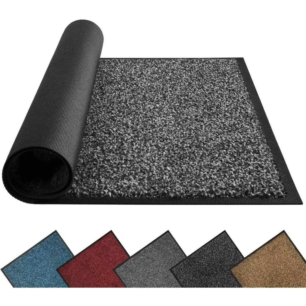 Non-Slip Indoor/Outdoor Door Mat, Water-Resistant, Grey, 29.5 x 17