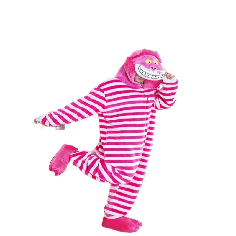 MINISO Kigurumi New Sleepsuit Adults Cartoon Cheshire Cat Pajamas Animal Unisex Onesies Cosplay Costumes