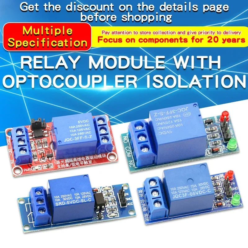 1PCS 5V/12V/24V 1 Channel Relay  Module Board Shield With Optocoupler/Without Optocoupler High & Low Lever Trigger Relay Module