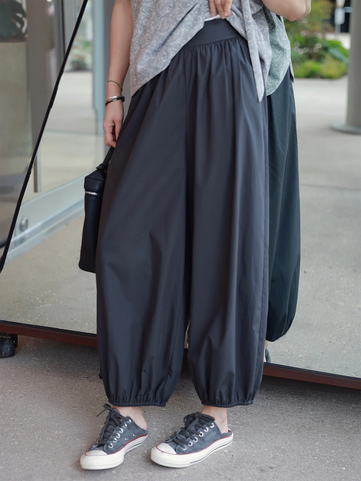 

Брюки-фонарики из хлопка и лиоцелла с изогнутой талией, летние, новая модель, дышащие, утягивающие, повседневные, для прогулок