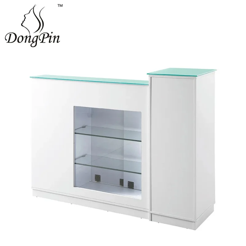 custom.Dongpin Beauty Checkout Counter Wood Material Reception Desk Store Display And Cashier Use 3303