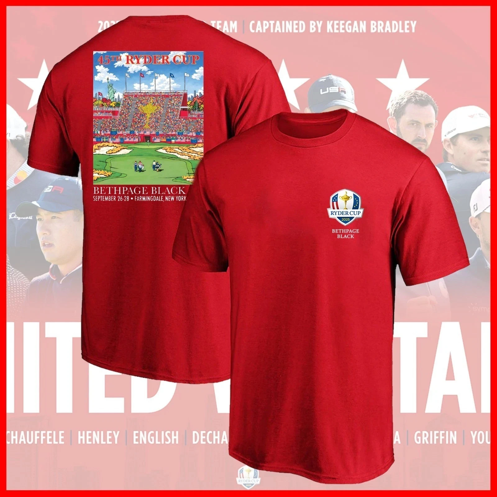 جديد! 2025 رايدر كأس Bethpage ملصق 2 الجانبين قميص 45th رايدر كأس المحملة Fastship الراقية الفاخرة لكل من الرجال والنساء أفضل Y2k #5