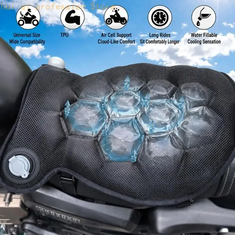 Motorrad-Sitzpolster mit Stoffbezug und aufgeblasenen TPU-Abschnitten, zusätzliche Sitzunterstützung für Pendler – Detail 2
