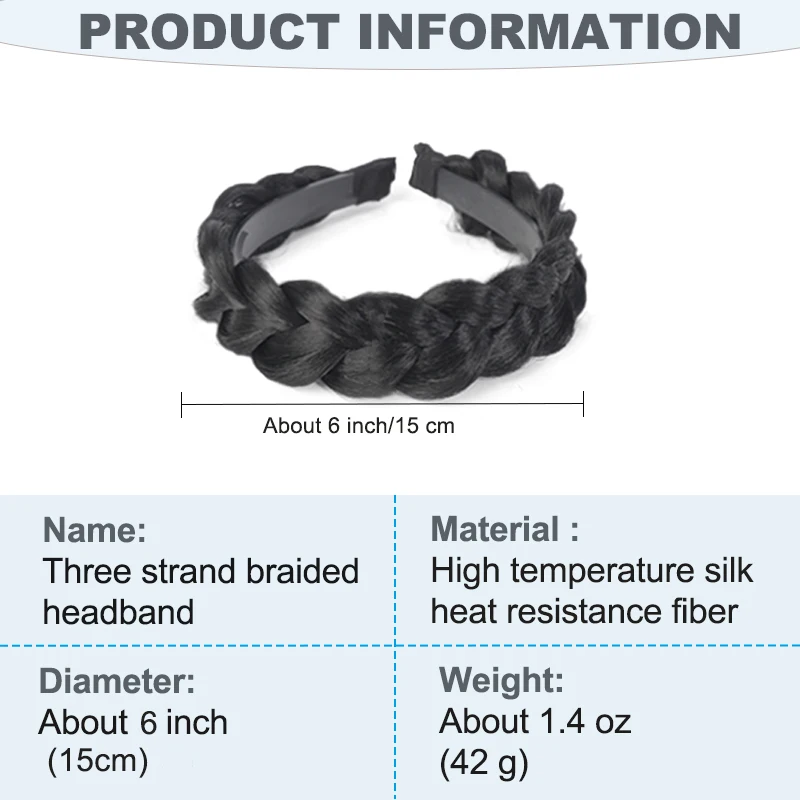 Wide Chunky Fishtail Braided Headband Synthetic Hair Plaited Hair Band With Teeth Elastic Braids Hair Accessories for Women Girl