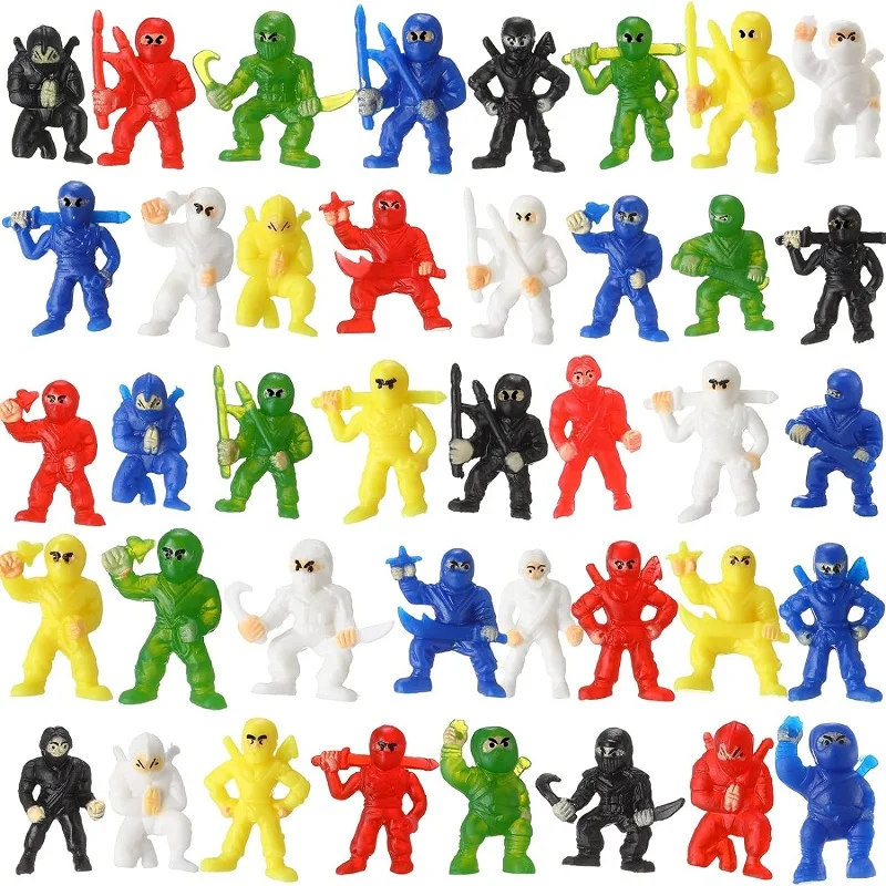 20Pcs Mini Pvc Ninja Figurines Assorted Warriors  Action Little Ninja  in Assorted Poses Party Favors Playset  for Kids Birthday