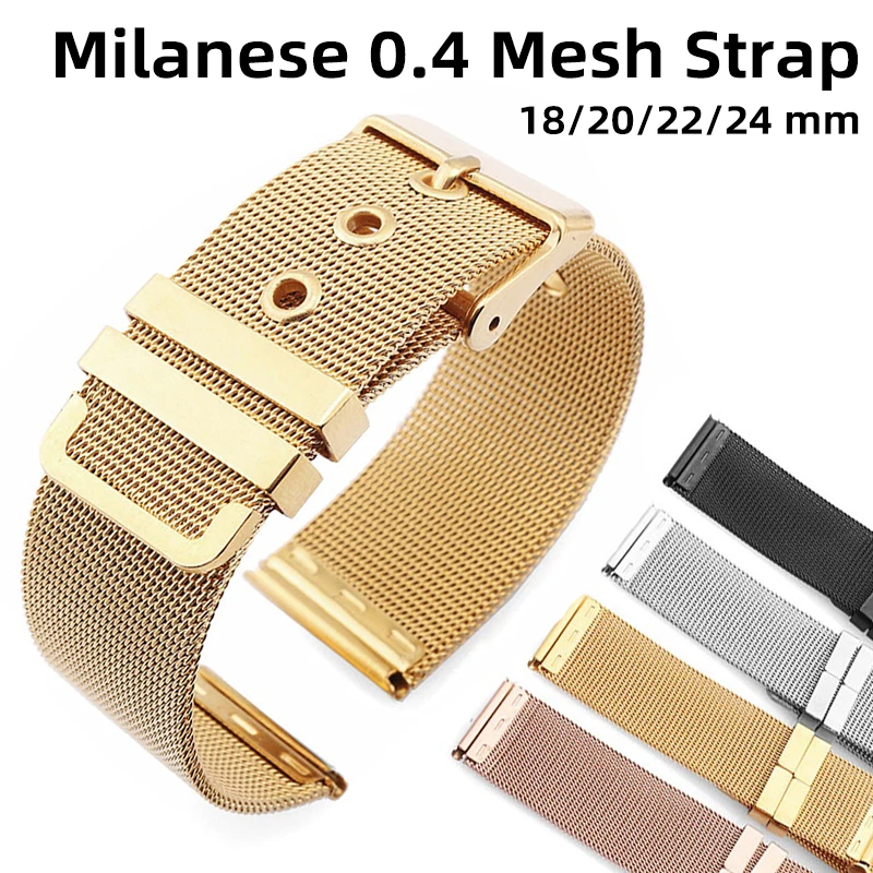 

Milanese 0.4 Fine Mesh Strap Watch Band Stainless Steel Strap 18mm 20mm 22mm 24mm Watch Accessories Strap Mental Mesh Band